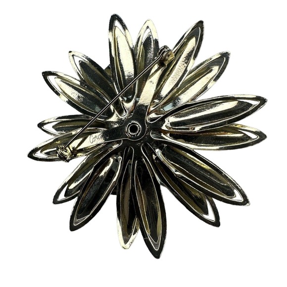 Flower Stem Leaves Gold Tone Brooch Pin - Picture 5 of 5